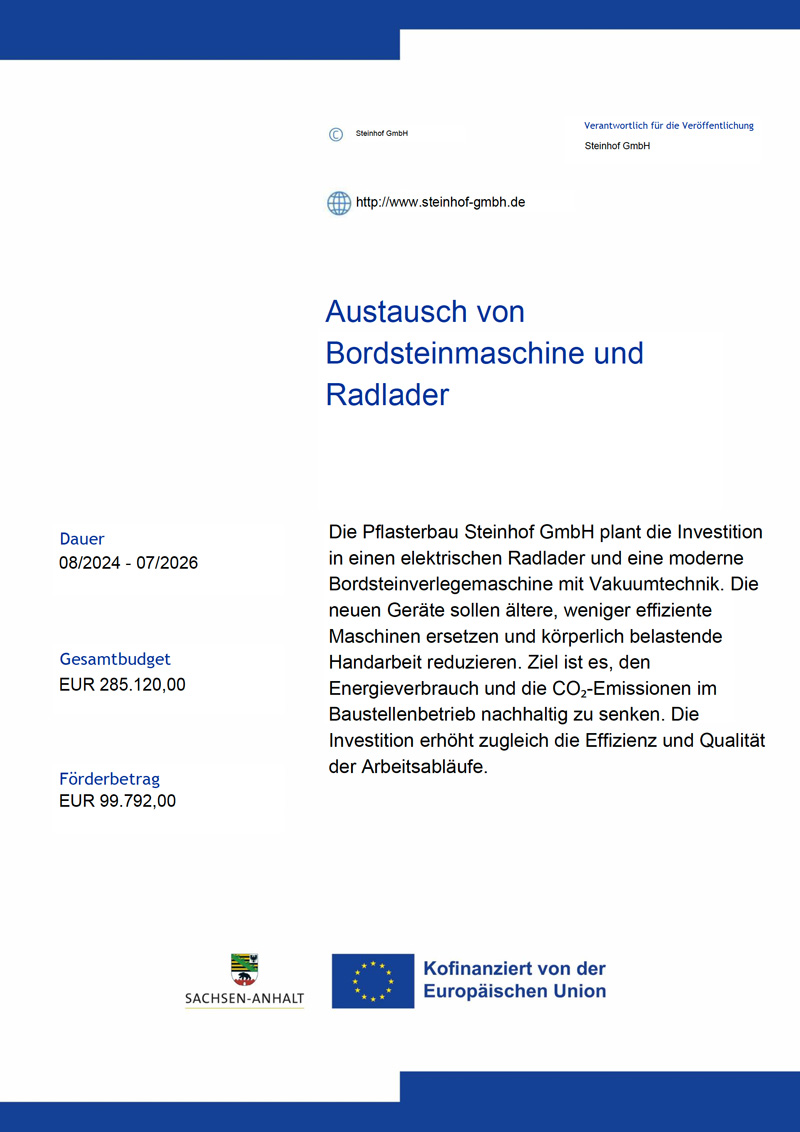 Steinhof GmbH Projekt Baumaschinen